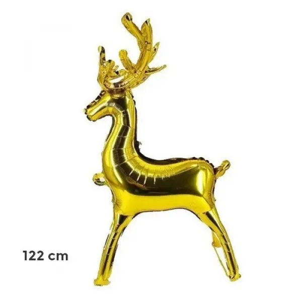 Yılbaşı Büyük Geyik Folyo Balon Gold 122x83 cm