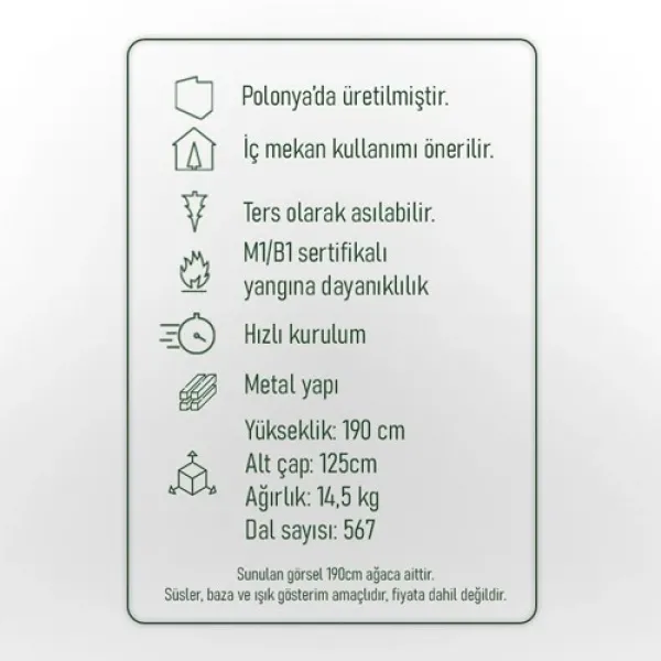 Yılbaşı Çam Ağacı 190 cm 567 Dallı KUTULU