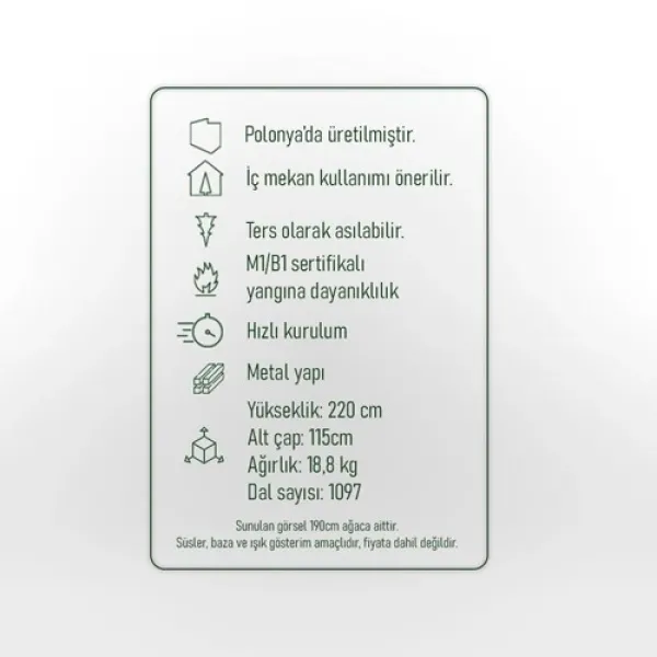 Yılbaşı Çam Ağacı 220 cm 1097 Dallı KUTULU