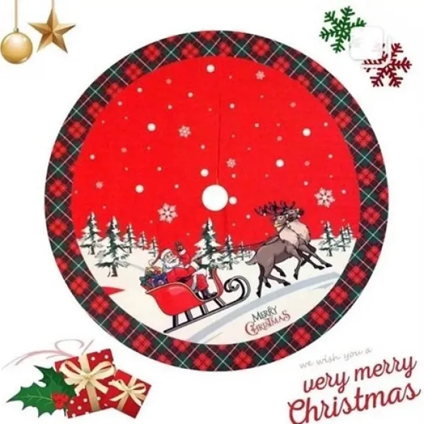 Yılbaşı Çam Ağacı Ayak Örtüsü Noel Babalı 105 cm