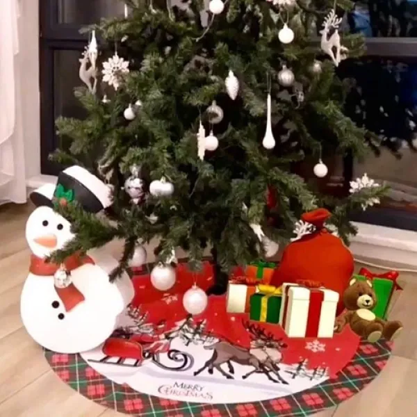 Yılbaşı Çam Ağacı Ayak Örtüsü Noel Babalı 105 cm