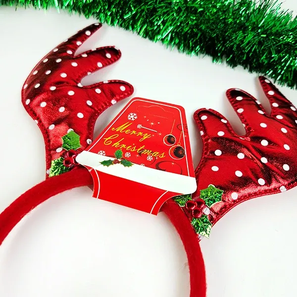 Yılbaşı Geyik Puantiyeli Taç Kırmızı (1 Adet)