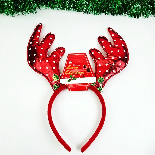 Yılbaşı Geyik Puantiyeli Taç Kırmızı (1 Adet)