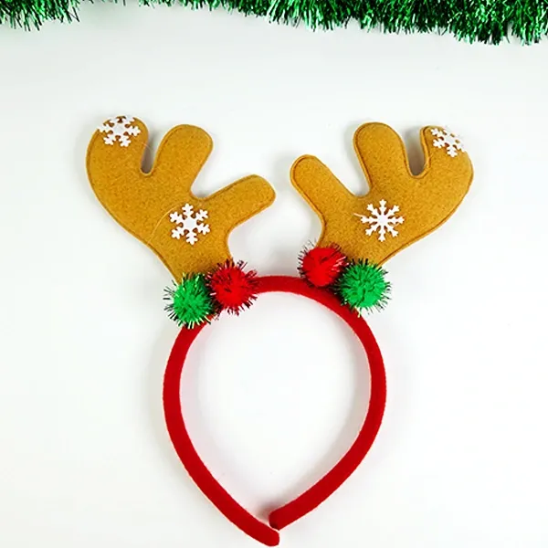 Yılbaşı Geyik Taç Kar Taneli Ponponlu (1 Adet)