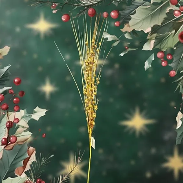 Yılbaşı Gold Simli Kokinalı Yapay Dal (90 cm - 1 Adet)