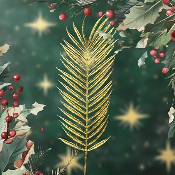 Yılbaşı Gümüş Simli Palmiye Yapay Dal (70 cm - 1 Adet)