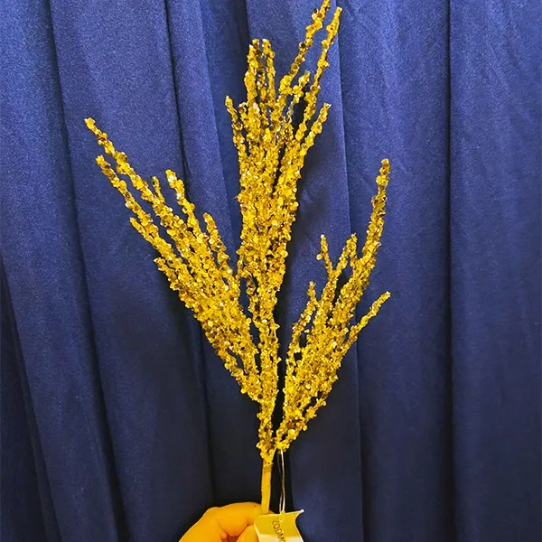 Yılbaşı Gold Simli Pullu Yapay Dal (40 cm - 1 Adet)