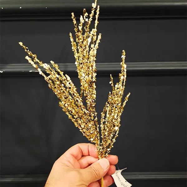 Yılbaşı Gold Simli Pullu Yapay Dal (40 cm - 1 Adet)