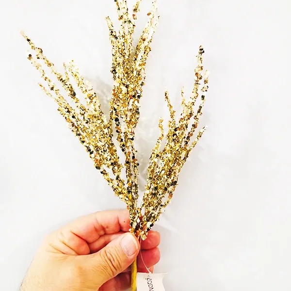 Yılbaşı Gold Simli Pullu Yapay Dal (40 cm - 1 Adet)