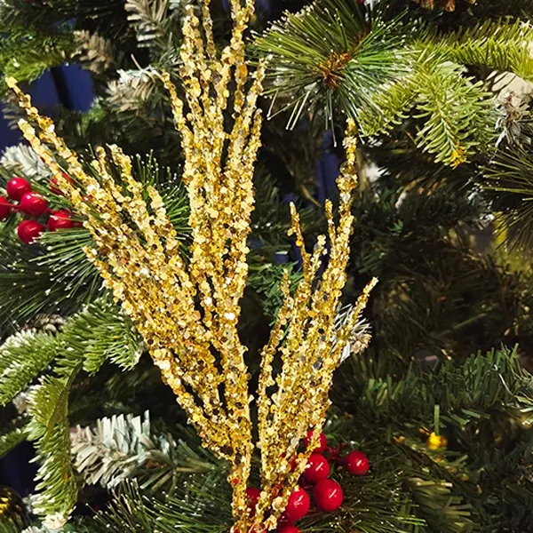 Yılbaşı Gold Simli Pullu Yapay Dal (40 cm - 1 Adet)