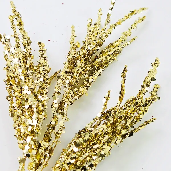 Yılbaşı Gold Simli Pullu Yapay Dal (40 cm - 1 Adet)