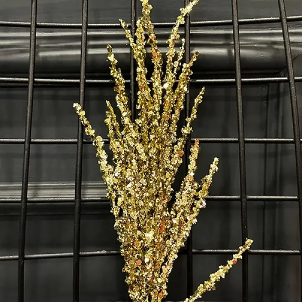 Yılbaşı Gold Simli Pullu Yapay Dal (40 cm - 1 Adet)