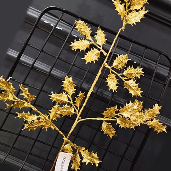 Yılbaşı Gold Simli Yapay Dal Yoğun Yapraklı (70 cm - 1 Adet)