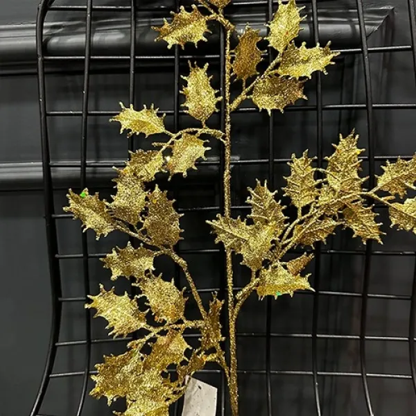 Yılbaşı Gold Simli Yapay Dal Yoğun Yapraklı (70 cm - 1 Adet)