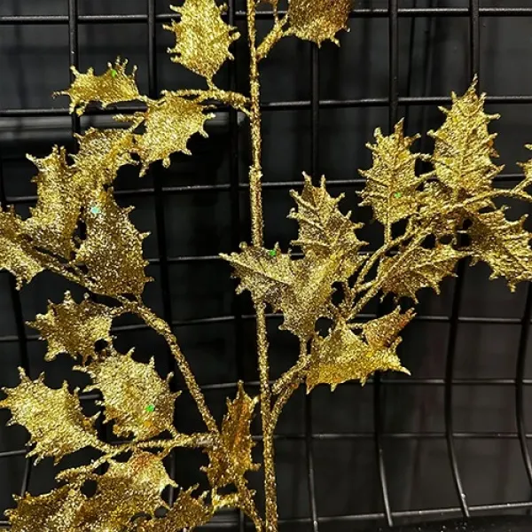 Yılbaşı Gold Simli Yapay Dal Yoğun Yapraklı (70 cm - 1 Adet)