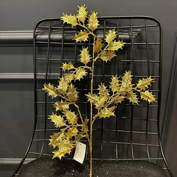 Yılbaşı Gold Simli Yapay Dal Yoğun Yapraklı (70 cm - 1 Adet)