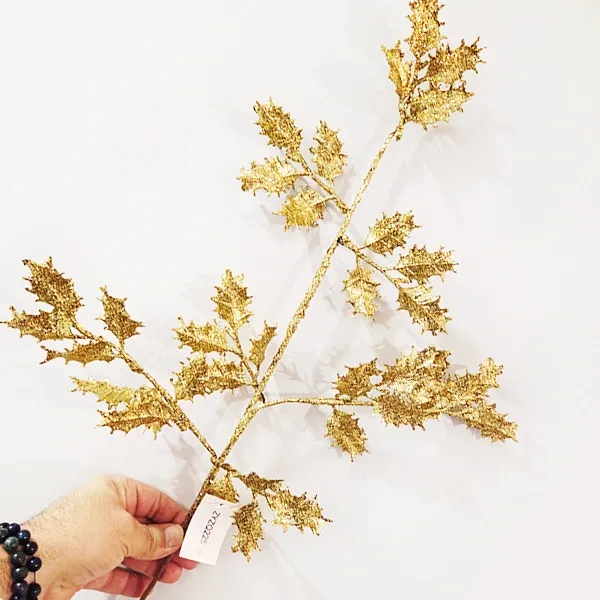 Yılbaşı Gold Simli Yapay Dal Yoğun Yapraklı (70 cm - 1 Adet)