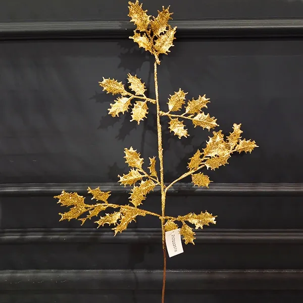 Yılbaşı Gold Simli Yapay Dal Yoğun Yapraklı (70 cm - 1 Adet)