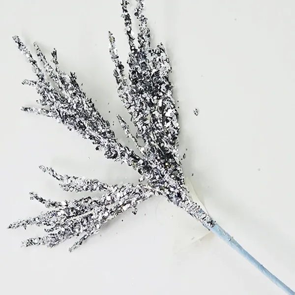 Yılbaşı Gümüş Simli Pullu Yapay Dal (40 cm - 1 Adet)