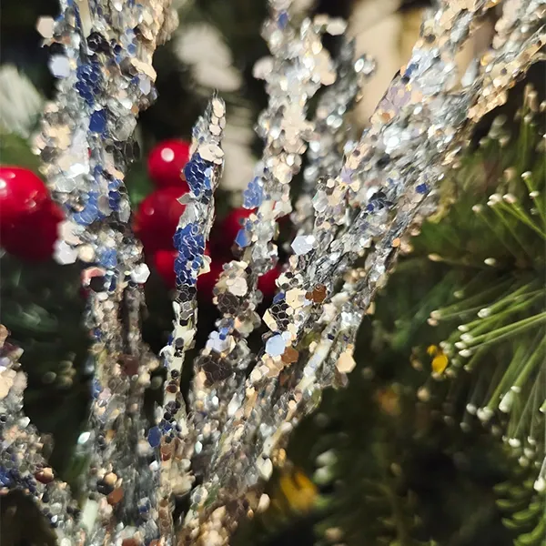 Yılbaşı Gümüş Simli Pullu Yapay Dal (40 cm - 1 Adet)