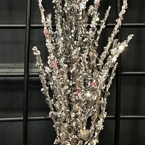 Yılbaşı Gümüş Simli Pullu Yapay Dal (40 cm - 1 Adet)