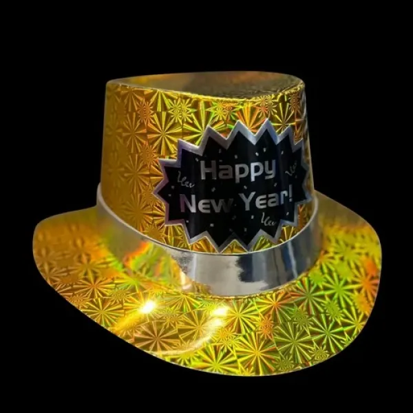 Yılbaşı Happy New Year Fötr Şapka Hologramlı Gold 1 Adet
