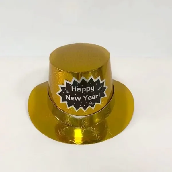 Yılbaşı Happy New Year Fötr Şapka Hologramlı Gold 1 Adet