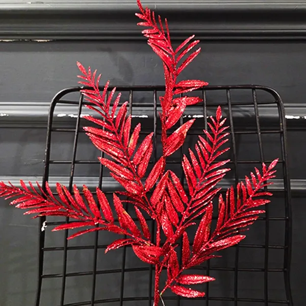 Yılbaşı Kırmızı Simli Çam Ağacı Yapay Dal (75 cm - 1 Adet)