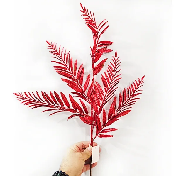 Yılbaşı Kırmızı Simli Çam Ağacı Yapay Dal (75 cm - 1 Adet)