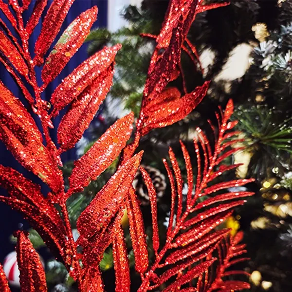 Yılbaşı Kırmızı Simli Çam Ağacı Yapay Dal (75 cm - 1 Adet)