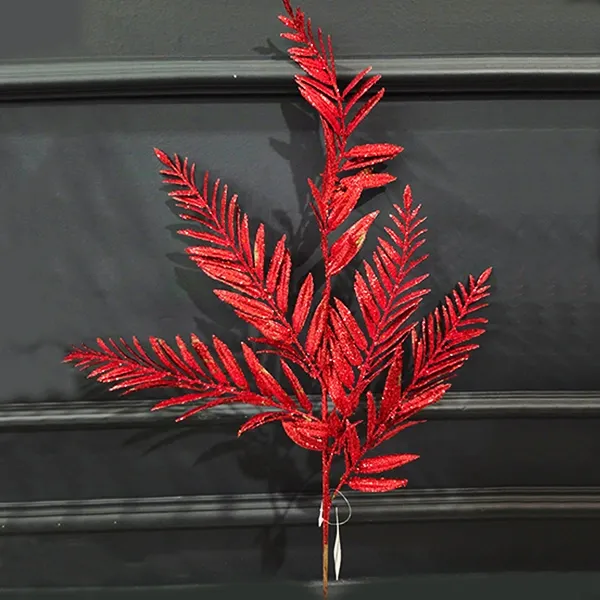 Yılbaşı Kırmızı Simli Çam Ağacı Yapay Dal (75 cm - 1 Adet)