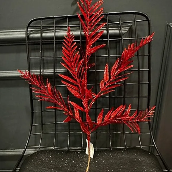 Yılbaşı Kırmızı Simli Çam Ağacı Yapay Dal (75 cm - 1 Adet)