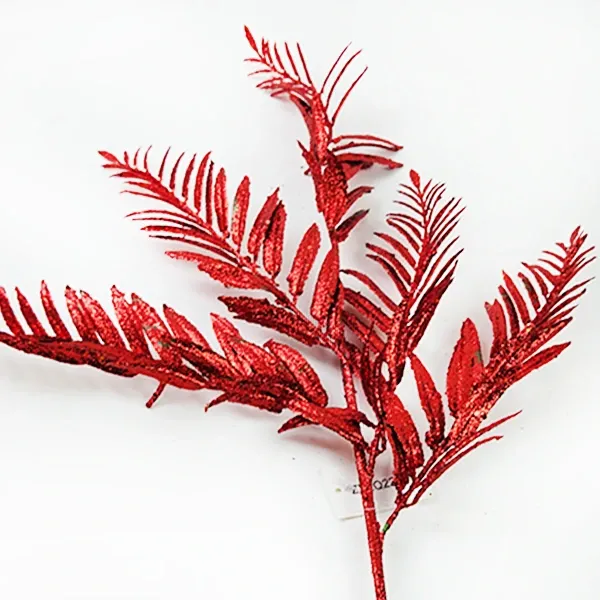 Yılbaşı Kırmızı Simli Çam Ağacı Yapay Dal (75 cm - 1 Adet)