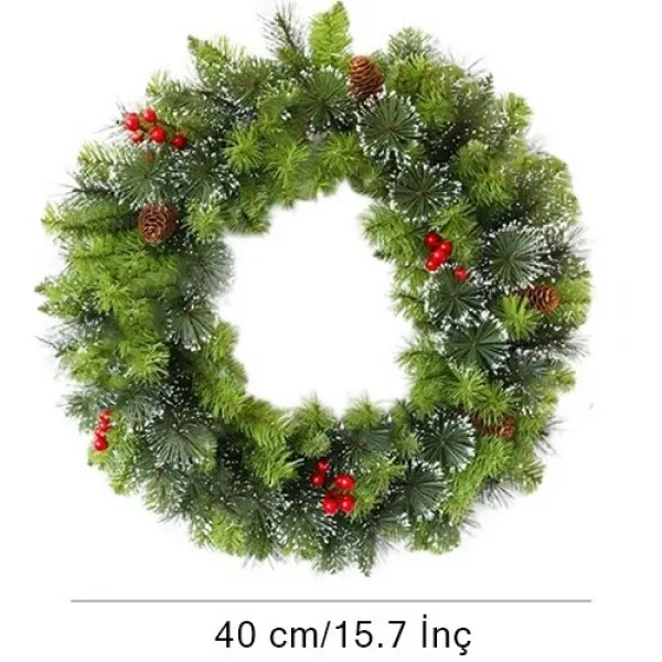 Yılbaşı Kozalak - Kokinalı Çelenk Kapı Süsü 40 cm