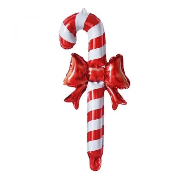 Yılbaşı Kurdeleli Baston Folyo Balon 56x27 cm