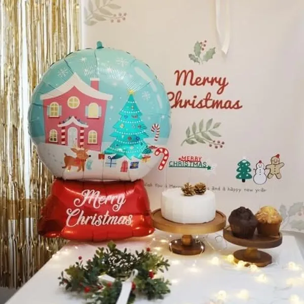 Yılbaşı Nostaljik Kar Küresi Folyo Balon 70 cm