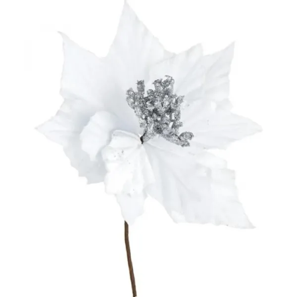 Yılbaşı Ponsetya Yapay Çiçek Beyaz 28 cm 1 Adet