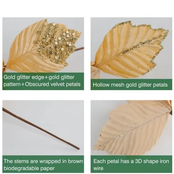 Yılbaşı Ponsetya Yapay Çiçek Gold 28 cm 1 Adet