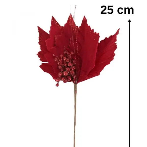 Yılbaşı Ponsetya Yapay Çiçek Kırmızı 1 Adet