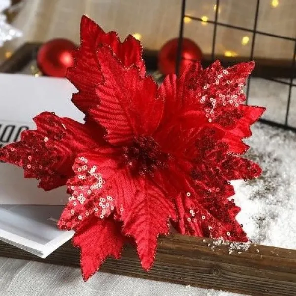 Yılbaşı Ponsetya Yapay Çiçek Kırmızı 28 cm 1 Adet