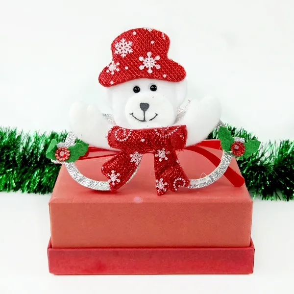 Yılbaşı Simli Ayıcık Figürlü Gözlük Gümüş (1 Adet)