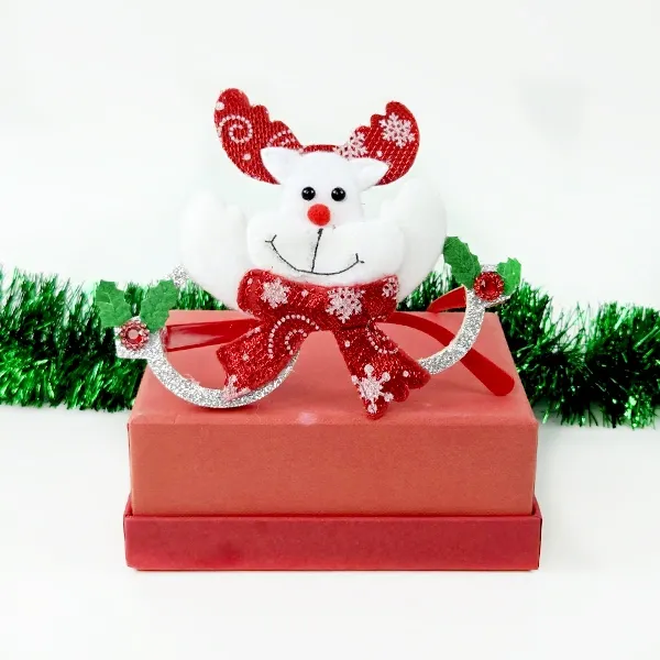 Yılbaşı Simli Geyik Figürlü Gözlük Gümüş (1 Adet)