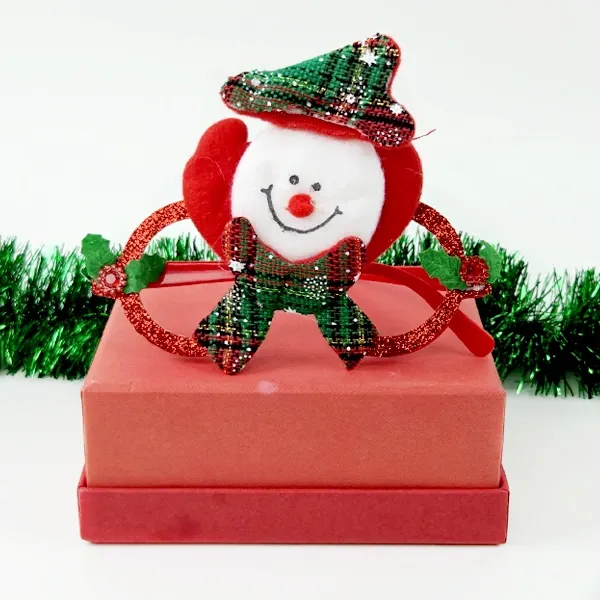 Yılbaşı Simli Kardan Adam Gözlük Kırmızı (1 Adet)