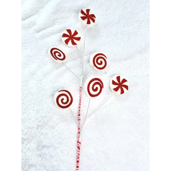 Yılbaşı Simli Köpük Şeker Dal 75 cm 1 Adet