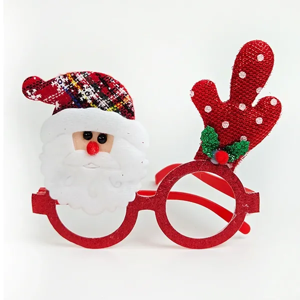 Yılbaşı Simli Noel Baba Gözlük Kırmızı (1 Adet)