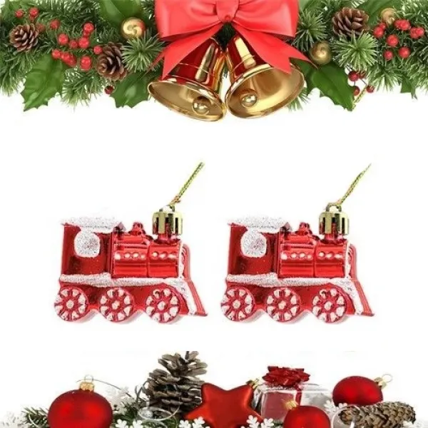Yılbaşı Süsü Kırmızı Tren 2 Adet