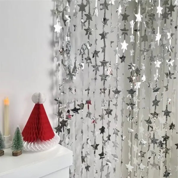 Yıldız Duvar ve Kapı Perdesi Gümüş 100x200 cm