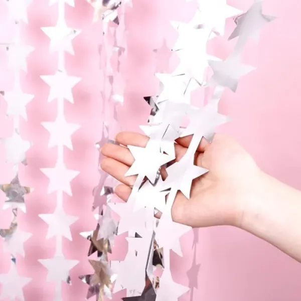 Yıldız Duvar ve Kapı Perdesi Gümüş 100x200 cm