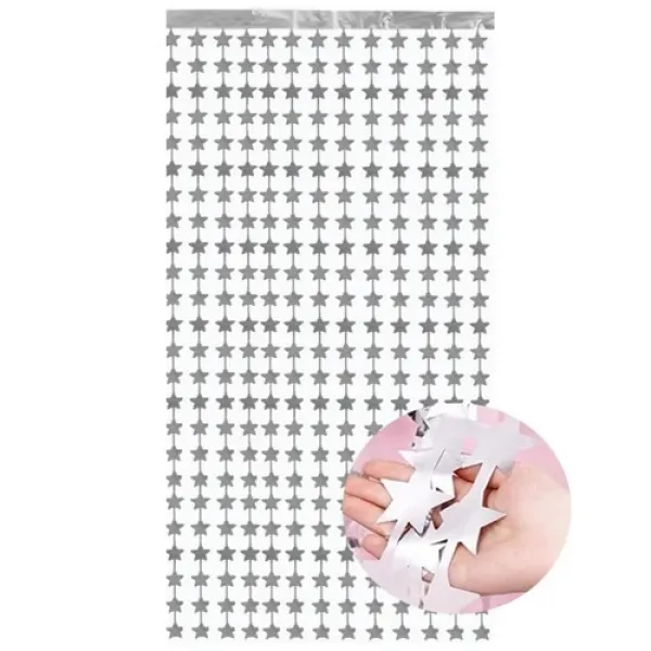 Yıldız Duvar ve Kapı Perdesi Gümüş 100x200 cm