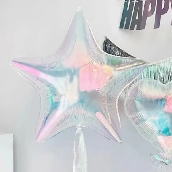 Yıldız Folyo Balon Şeffaf Renkli 80x75 cm